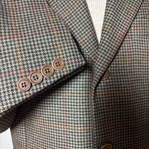 Trussini Lana Super 100s Wool Blazer Brown Houndstooth Check Italy Sz US 42 52IT